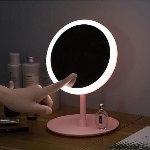 3 Color Light Adjustment Makeup Mirror With Light LED Desktop Mirror Student Convenient Light Makeup Mirror Free Shipping