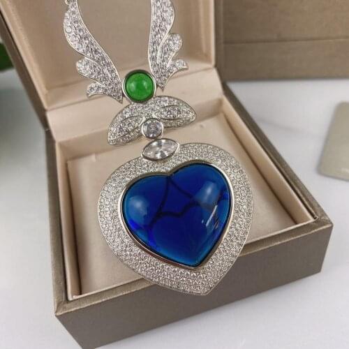 Movie Titanic Heart Of The Ocean Heart Shape Pendant Necklace Jewelry For Women Ladies Girls Birthday Gifts Cosplay Accessories