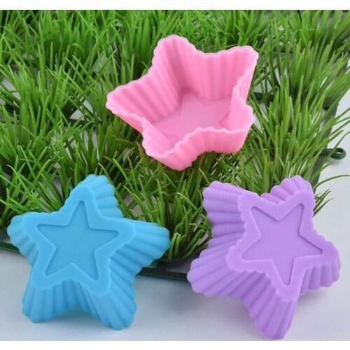 1pc Food Grade Silicone Star Shape Cake Mold Reusable Cupcake Mould Star Muffin Mould DIY Baking Tools Accessories Random Color