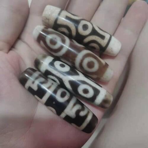 1pcs/lot real shot photos pure natural weathered yellow agate dzi beads with Three eyes and Six eyes accessories gem jewelry diy