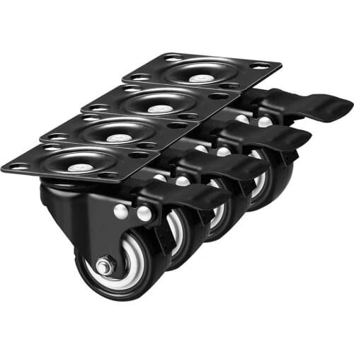 4Pcs 1.5in Heavy Duty Swivel Caster Wheels with Safety Dual Locking and Polyurethane Foam No Noise Wheels, Load Bearing 440 Lbs