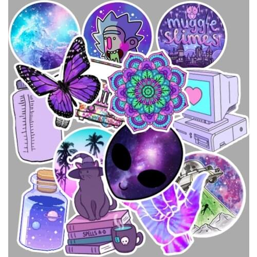50pcs Purple Hipster Stickers Aesthetic DIY Scrapbooking Laptop Notebook Graffiti Cup Phone Waterproof Luggage Moto Car Sticker