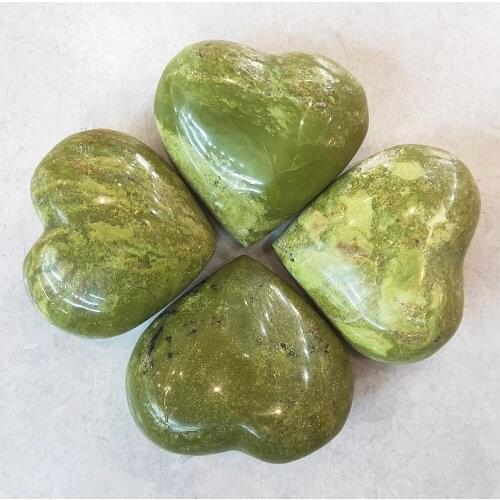 8-10cm Crystal Heart Natural green opal Quartz gemstone hearts Crystals Healing Home 1pcs
