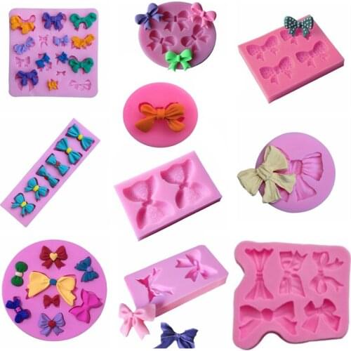 8 Mini Bows Cooking Tools Christmas Wedding Decoration Silicone Mould Fondant Sugar Bow Craft Molds Diy Cake Decorating
