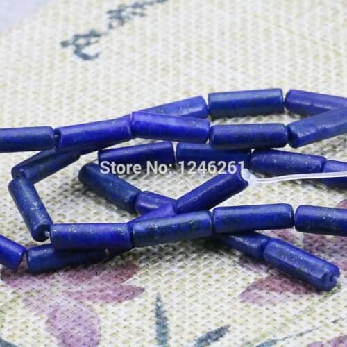 Hot Sale Ornaments Crafts Blue Lapis lazuli Loose Beads Stone Bamboo Tube Women Jewelry Making Design Girls Gifts 15inch 5X14mm
