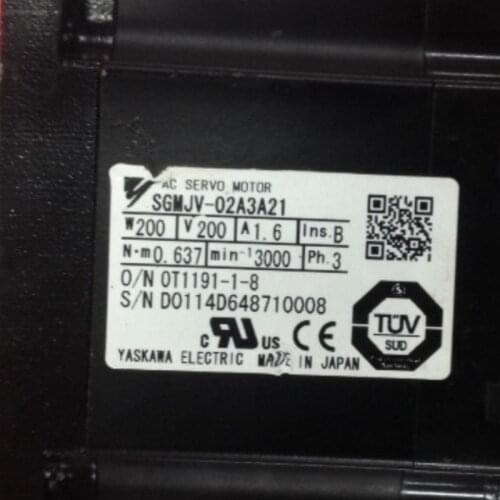 Used Tested Working SGMJV-02A3A21 AC SERVO MOTOR