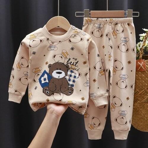 Kids Set Underwear Cotton Autumn New Baby Cotton Warm Pajamas Autumn Clothes Pants Sets Home Clothing For Baby Infant