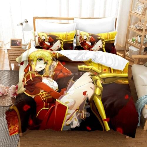 Game Saber Bedding Set Fate Anime 3d Print Bed Linen Quilt Duvet Cover Sets Home Textile Decor Queen King Size Game Kids Cartoon
