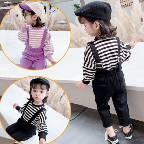 Girls Clothes Striped Toddler Girls Clothing Sweatshirt + Pants Costumes For Girls Casual Style Childrens Tracksuit