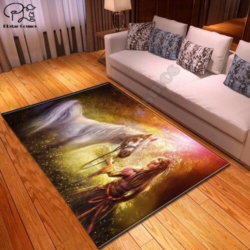 White horse pattern carpet Square Anti-Skid Area Floor Mat 3D Rug Non-slip Mat Dining Room Living Room Soft Bedroom Carpet