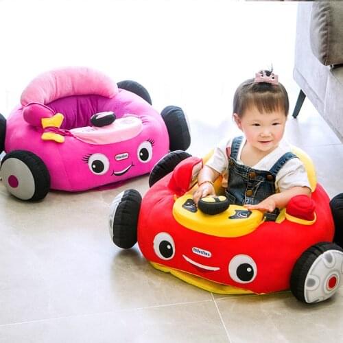 Kids Cartoon Car Sofa New Baby Learning To Sit Seat Car Plush Toy Soft Music Car Childrens Day Gifts Baby Christmas Presents
