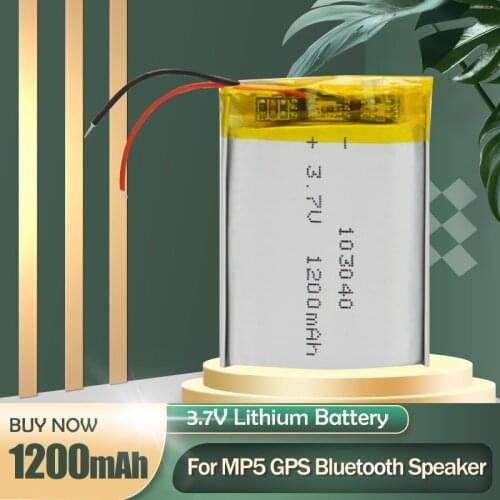 103040 3.7V 1200mAh Lithium Polymer Li-Po Rechargeable Battery Lipo Cells For Bluetooth Speaker Beauty Equipment DVD GPS VR DVR