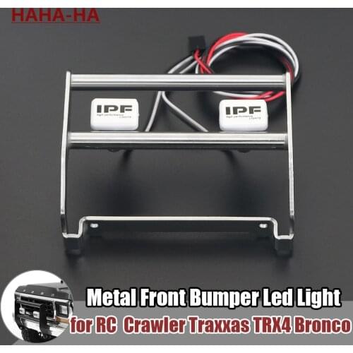 Metal Front Bumper with Led Light for 1/10 RC Rock Crawler Traxxas TRX4 Bronco 82046-4