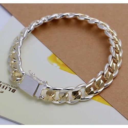 Mens 10MM gilded square buckle sideways silver color bracelets new listings high -quality fashion jewelry Christmas gifts
