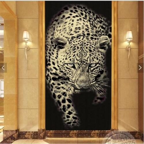 Custom large fresco personality mighty ferocious money leopard mysterious fresco decoration painting wall wallpaper