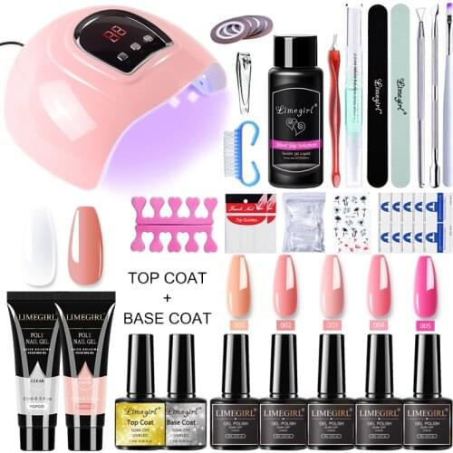 Limegirl 15ml PolyGels Set Nail Gel Kit For Manicure Set Acrylic Solution Builder Clear Color Gel Extension Nail Tools Set