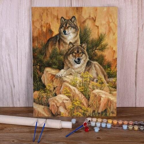 Animal Wolf Painting By Numbers Kit Acrylic Paints 50*70 Paiting By Numbers Handmade Crafts Adults Wholesale Handicraft