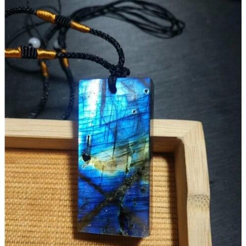 Natural labradorite Crystal gemstone pendant reiki healing bule heavy flash crystal wholesale