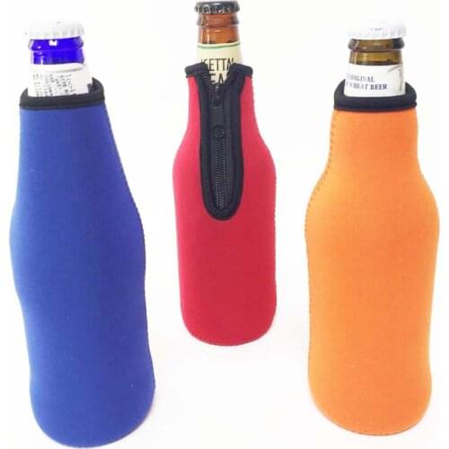 NEOPRENE BEER COVER FOR 330ML BEER BOTTLE COOLER WITH LOGO PRINT FREE SHIPPING COLOURFUL WITH ZIPPER