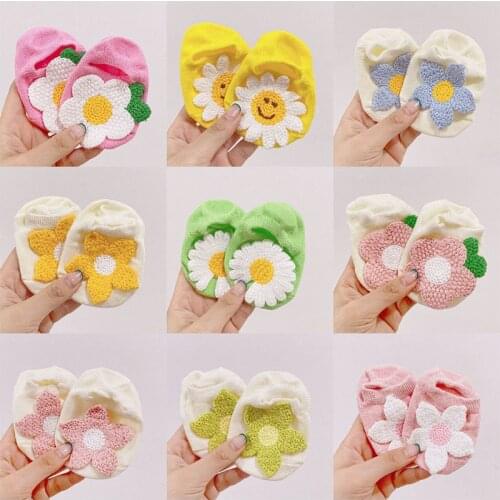 1 PCS Baby Socks Candy Color Cotton Socks Newborn Non-slip Foor Socks Boat Socks Fowers Daisy Girl Children Socks