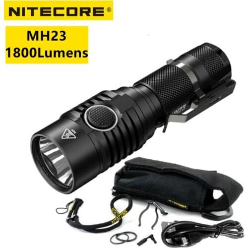 Original NITECORE MH23 Flashlight 1800 Lumens High Performance Rechargeable palm-sized Spotlight Searching Rescuing Torch