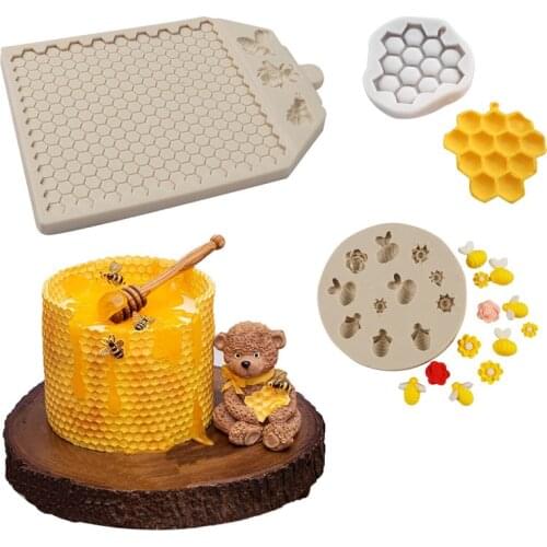 Bee Honeycomb Resin Fondant Silicone Mold for DIY Pastry Cupcake Cake Dessert Plaster Lace Decoration Baking Tool Kitchenware