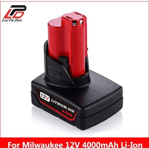 4000mAh 12V Rechargeable Power Tool Lithium Ion Battery Replacement Battery Backup 4.0Ah for Milwaukee M12