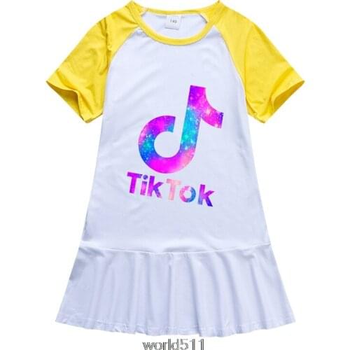 Girls Dress Summer Girl Baby Clothes Cartoon Tik Tok Dress Cute Princess Dress Childrens Girl Clothing 2-8 Years