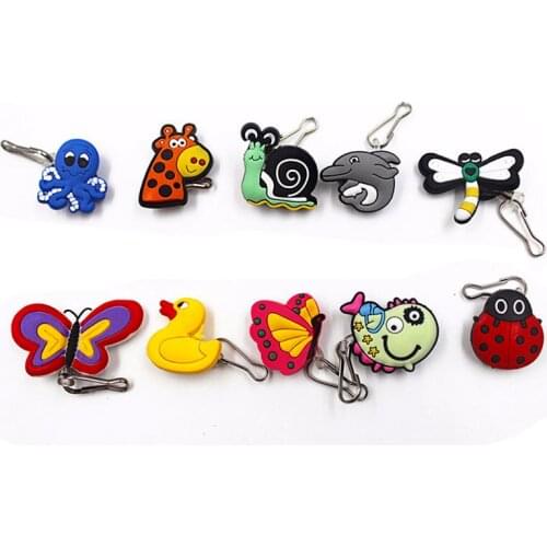 10Pcs Ladybug Flying Fish dolphin Shoe accessories Shoe Charms with Zipper Pull Zipper Slider for Jacket Backpack Bag