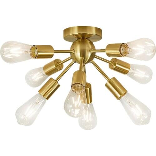 All-copper ceiling lamp Retro lighting net red small apartment living room lamp bedroom lamp spider light nostalgia