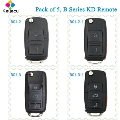KEYECU 5 Pieces for Volkswagen Style KEYDIY B-Series KD Remote Key - 2/ 3/ 4 Button - Programmed By URG200 KD-X2 KD900 MINI KD