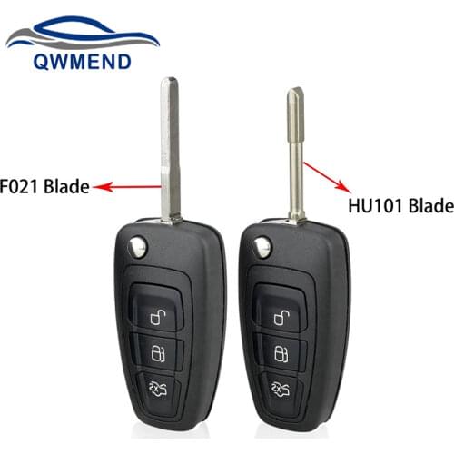 BHKEY Flip Folding for Ford Car Key Shell 3 Buttons Remote Car Key Shell Ford Focus Mondeo Fiesta 2013 HU101/FO21 Blade