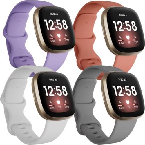 Silicone Band for Fitbit Versa 3 SmartWatch Double-Buck Waterproof Small Large Women Men Bracelet band for Fitbit Sense strap