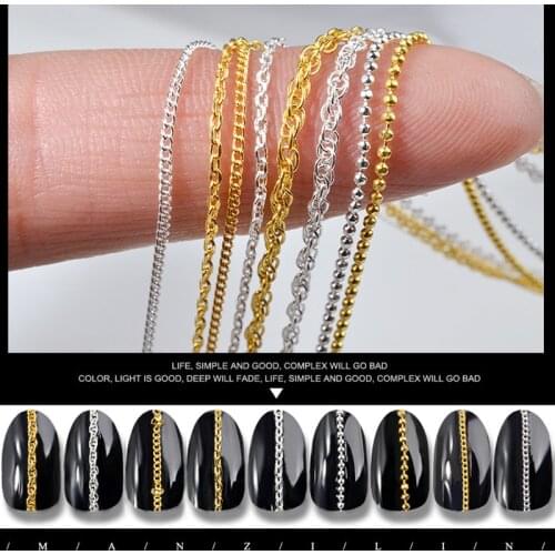 3D Alloy Nail Art Decoration For Nails Superfine Metal Nail Chain parts Gold Nail Decoration ToolS