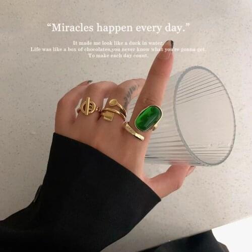 Flashbuy 3 Pc Gold Color Geometric Finger Rings Set for Women 2021 Trendy Open Ring Joint Ring Adjustable Jewelry Gift Female