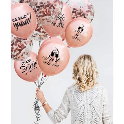 ZLJQ Rose Gold Team Birde To Be Confetti Balloon Engagement Diamond Ring Romantic Wedding Bridal Anniversary Party Decoration