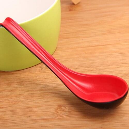 2pcs/set Red Black Color Home Flatware Japanese Plastic Bowl Soup Porridge Spoon