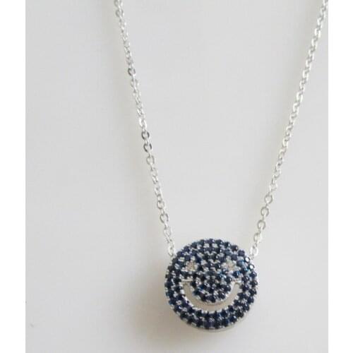 2016 micro pave blue blue cubic zirconia 925 sterling silver girl gift necklace