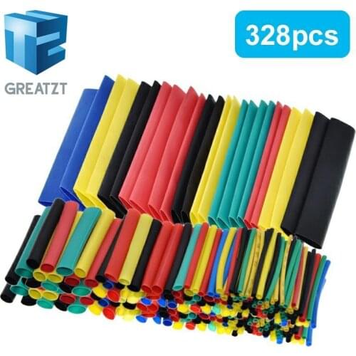 328Pcs/set Sleeving Wrap Wire Car Electrical Cable Tube kits Heat Shrink Tube Tubing Polyolefin 8 Sizes Mixed Color DIY KIT