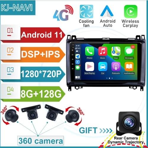 9" Android 11.0 Carplay For Mercedes Benz B200 Sprinter W906 W639 AB Class W169 W245 Car Player GPS Stereo Radio Multimedia BT