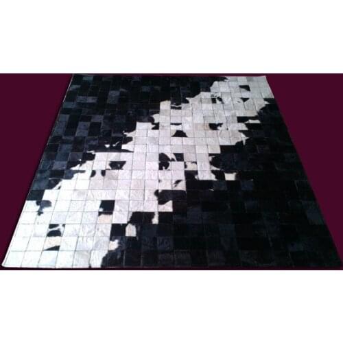 Free shipping 1 piece via DHL 100% natural cowhide leather polyester shiny shaggy rugs