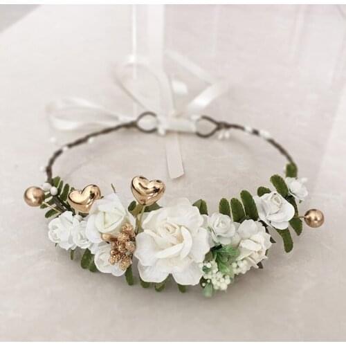 Free Shipping Gold Ivory Flower Crown