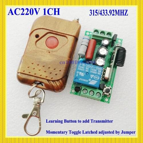 220V 1CH RF Wireless Remote Switch Receiver&Transmitter Light Lamp LED SMD ON OFF Switch10A Relay Momenrary Toggle 315/433.92