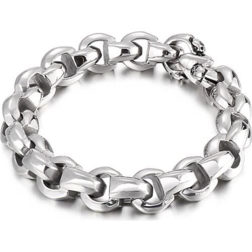 88g weight Solid 12mm 8.26 Inch Silver Mens Women Casting Link Chain Bracelet Stainless Steel Bangle for XMAS Gifts friends