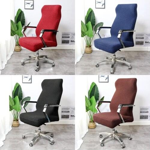 Geometric Jacquard Home Office Chair Cover Stretch Spandex Solid Color Washable Computer Seat Armchair Furniture Protector Cover