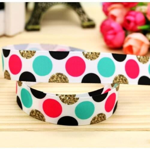 DHK DHK 7/8'' 5yards polka dots fashion printed grosgrain ribbon headwear hair bow diy party decoration wholesale 22mm C644