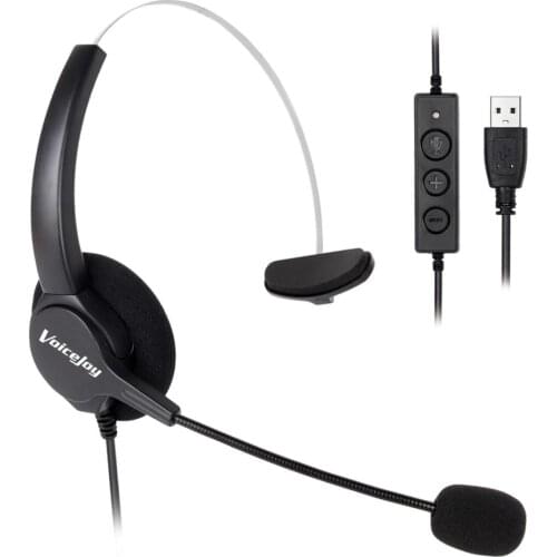 VoiceJoy Extra Ear Pad +USB Computer Headset Wired Headset,Adjustable Volume, Mute Switch for Call Center computer,PC
