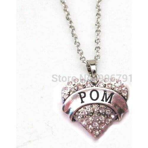 Hot Sale 50pcs a lot rhodium plated POM crystal heart pendant necklace(A1118)