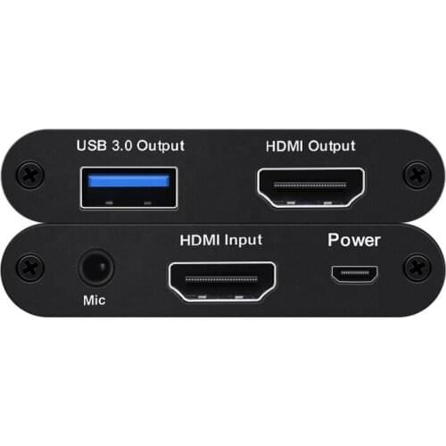 HDMI-Compatible To USB3.0 1080P/60Hz Game Video Capture Card Live Streaming with Mic Input for PS4/XBOX/Switch/Camera