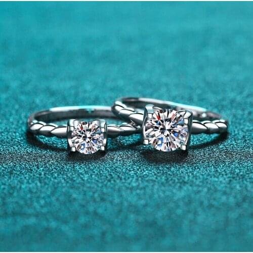 Passed Diamond Test Excellent Moissanite Four-prong Knot Ring 925 Sterling Silver Perfect Cut 0.5-1Ct Gem Ring Fashion Women